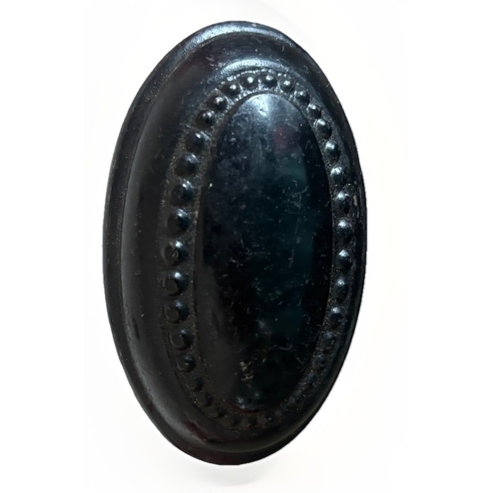 Antique Beaded Candlewick Pattern Oval Door Knob Black Vintage Reclaimed Salvage